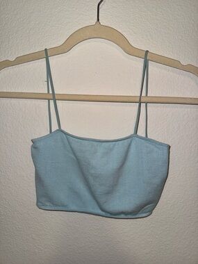 Urban Outfitters Light Blue Ribbed Spaghetti Strap Crop Cami
